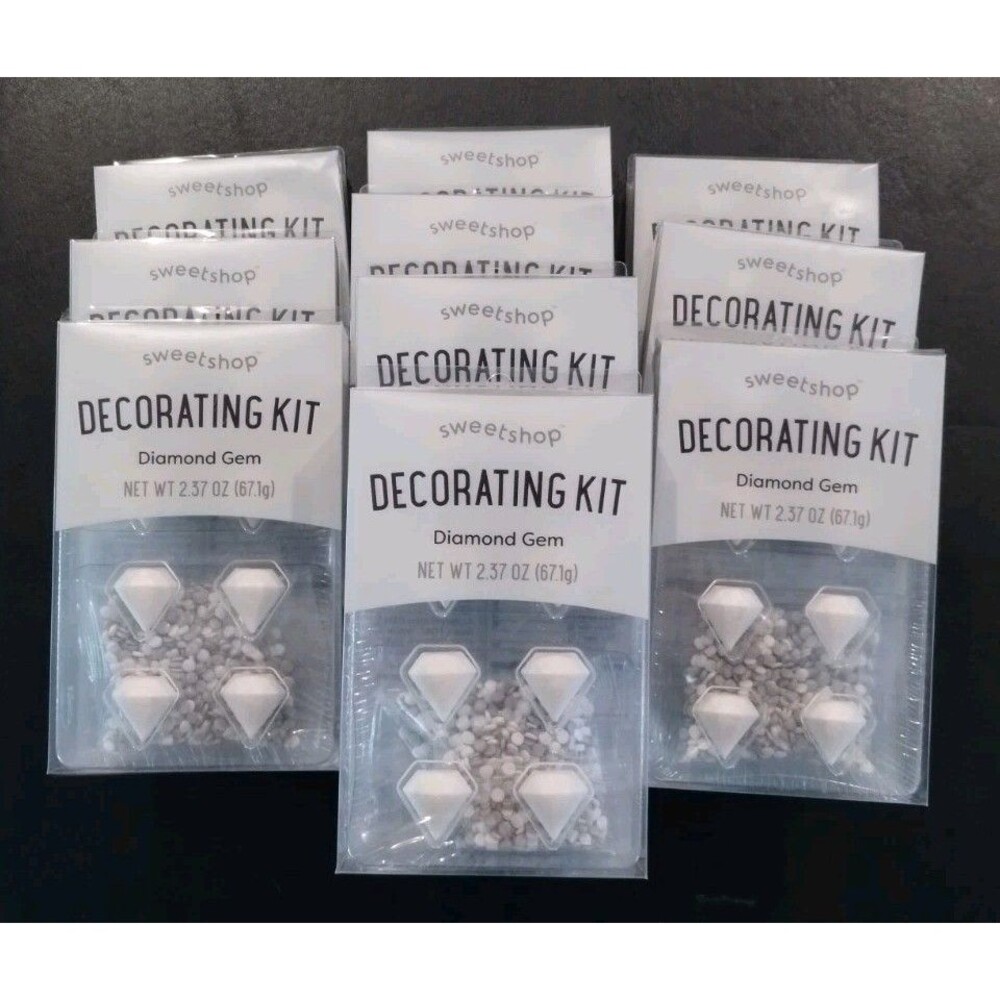 Sweet Shop Decorating Kit Lot of 10, Diamond Gem Cupcake Cake Toppers NEW SEALED